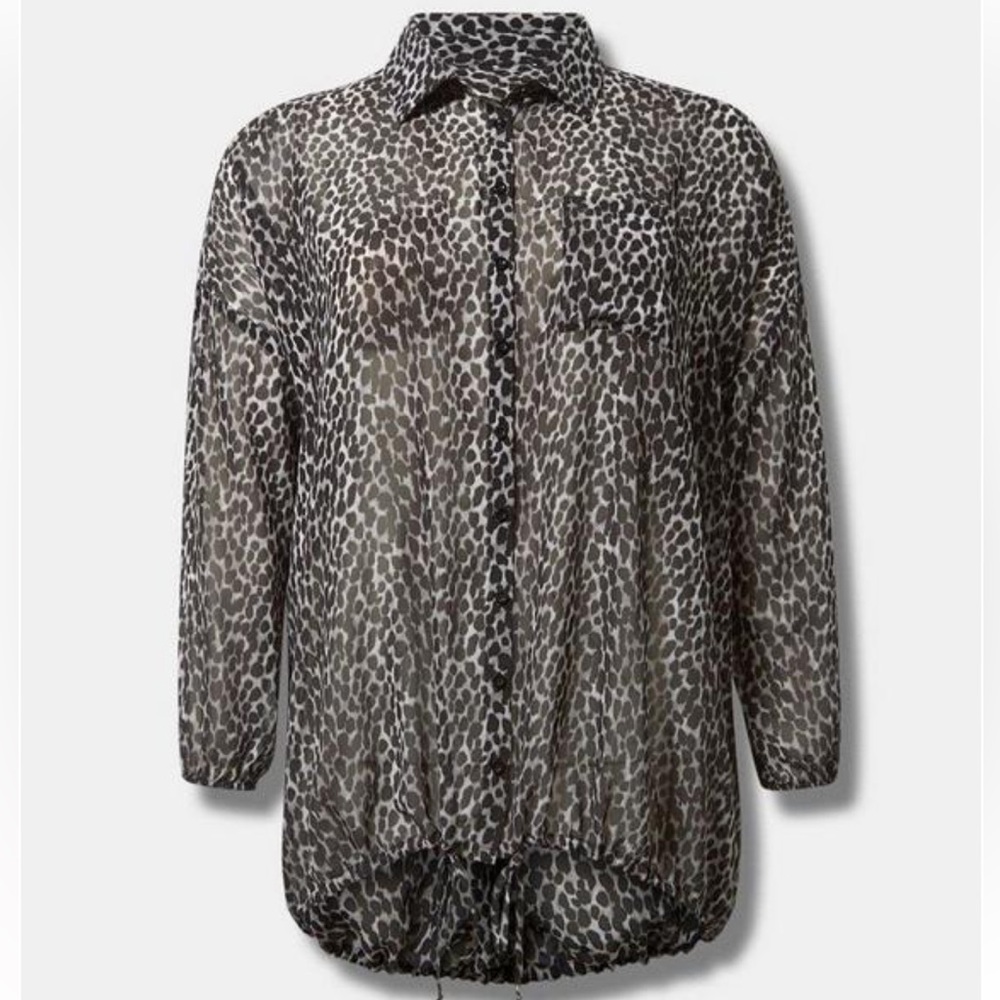 Torrid Black and Gray Leopard Button Down Shirt